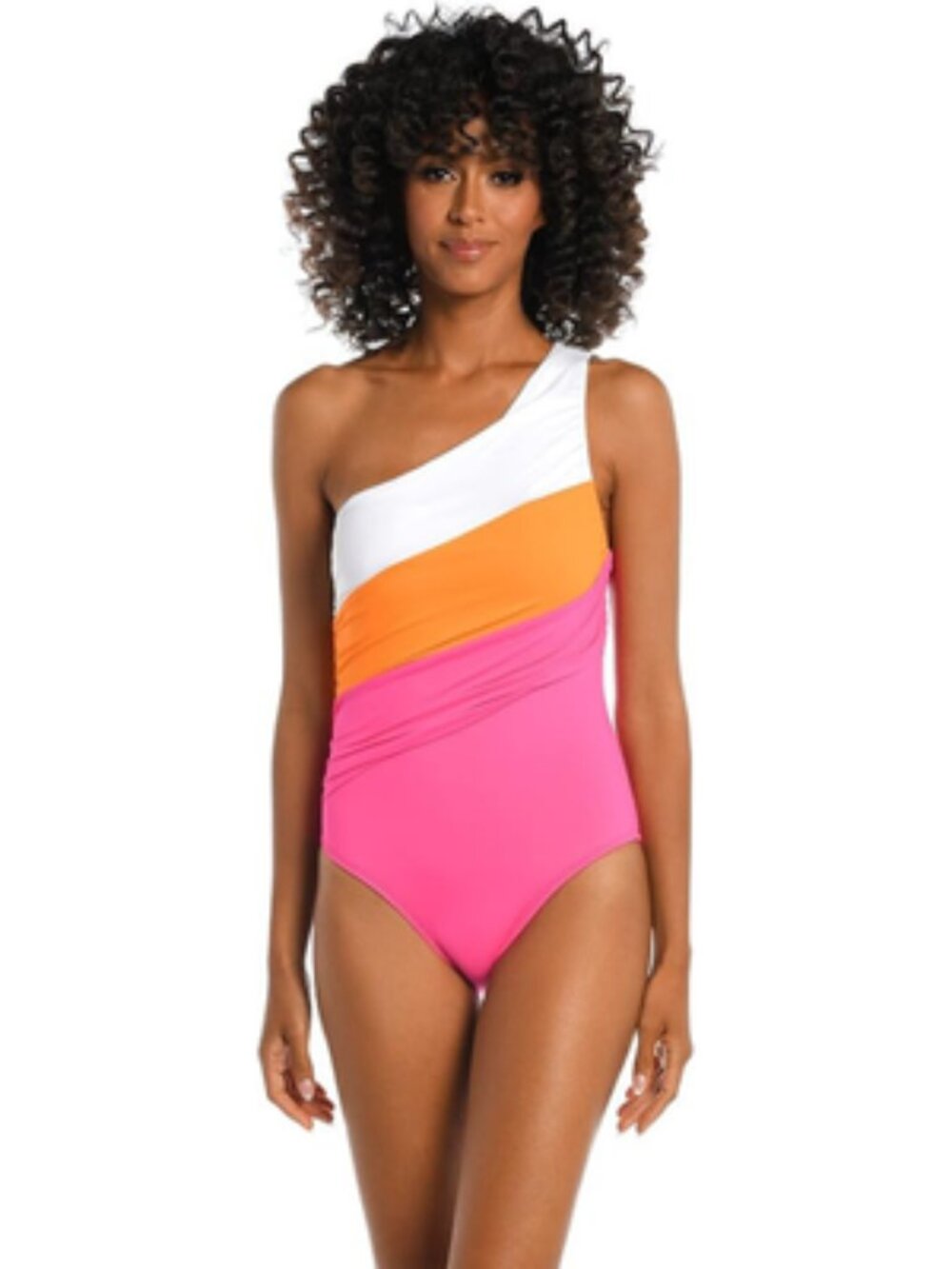 LA BLANCA Pink One Piece Swimsuit | Asymmetrical Colorblock | Size 6